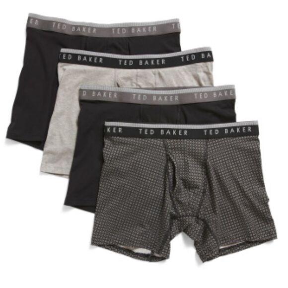 Ted Baker S/M/L 4 Pack Soft Cotton Stretch Black Gray Boxer Briefs - Picture 1 of 8